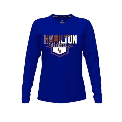 [FTLVPTRY-FYXS-LOGO3] Decker Performance T-Shirt (Female Youth XS, Royal, V Neck, Logo 3, Long Sleeve)