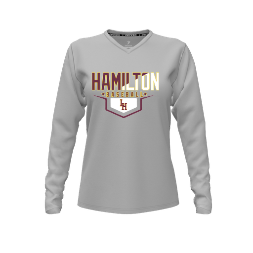 [FTLVPTGY-FYXS-LOGO3] Decker Performance T-Shirt (Female Youth XS, Gray, V Neck, Logo 3, Long Sleeve)