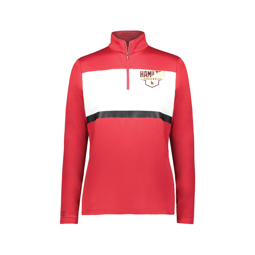 [222791.408.XS-LOGO3] Ladies Bold 1/4 Zip Pullover (Female Adult XS, Red, Logo 3)