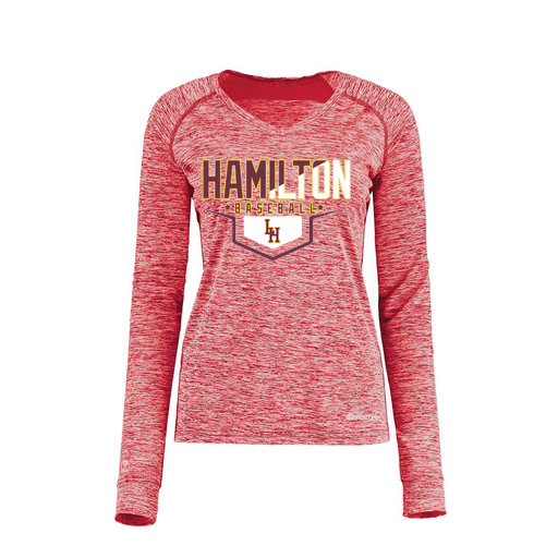 [222770.T20.XS-LOGO3] Ladies Electric Long Sleeve Shirt (Female Adult XS, Red, Logo 3)