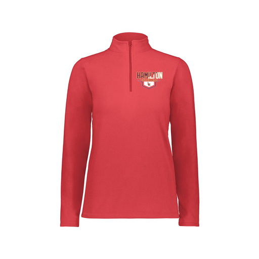 [6864.083.XS-LOGO3] Ladies MicroFleece 1/4 Zip Pullover (Female Adult XS, Red, Logo 3)