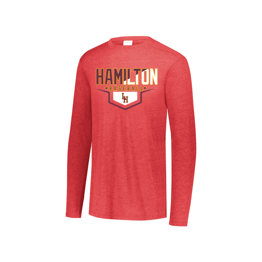 [FTLCUBRD-YS-LOGO3] Decker Youth Tri-Blend T-Shirt - Long Sleeve (Youth S, Red, Logo 3)