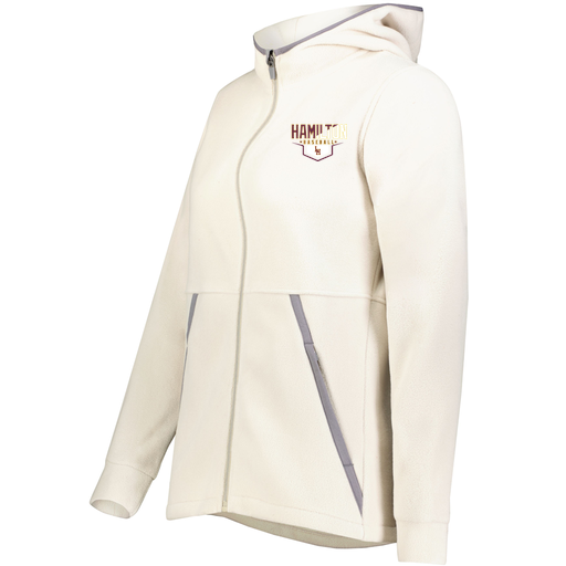 [6860.53T.XS-LOGO3] Ladies Chill Full Zip Fleece (Female Adult XS, White, Logo 3)